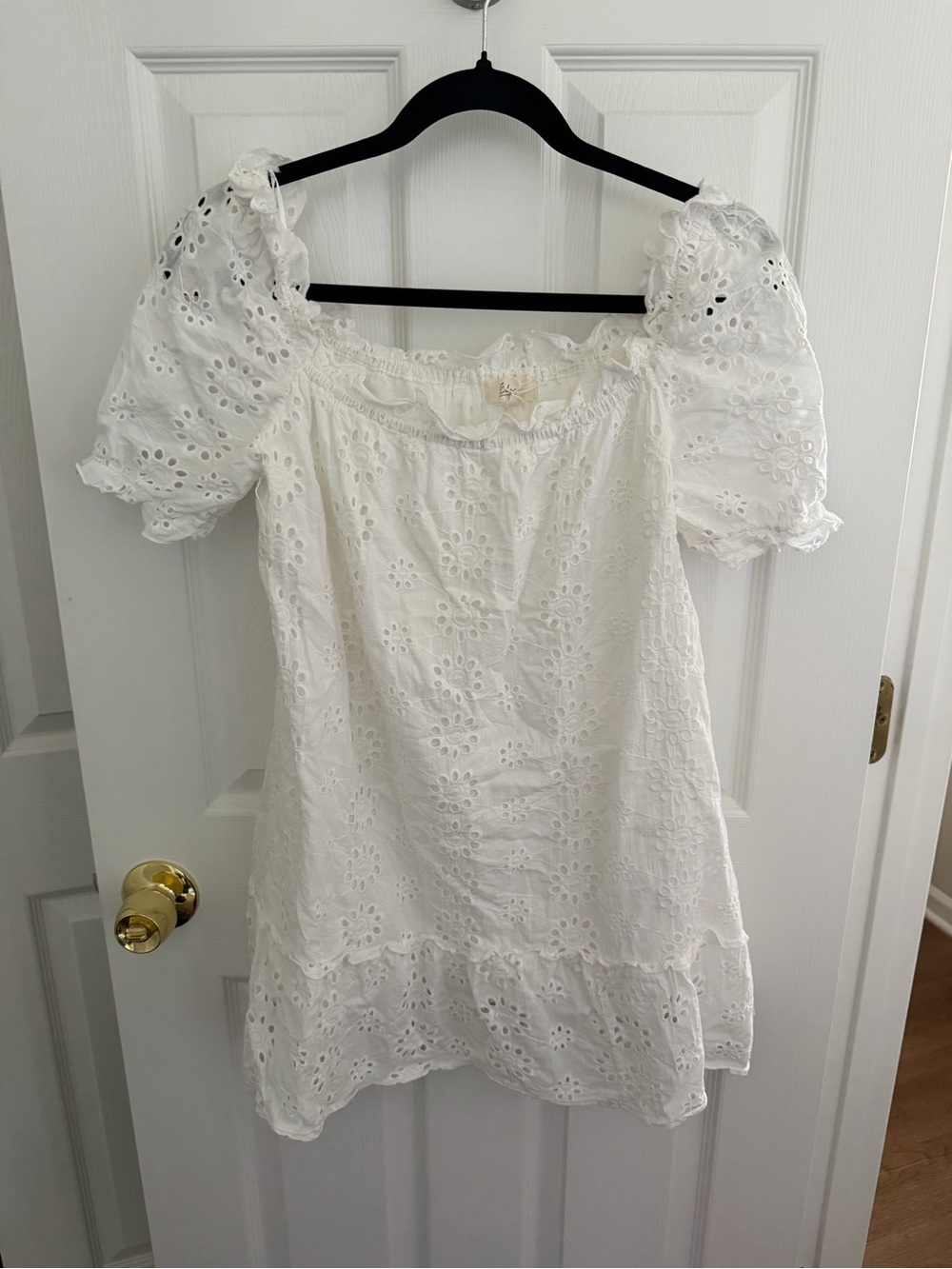 Elan White Eyelet Mini Dress Size Medium